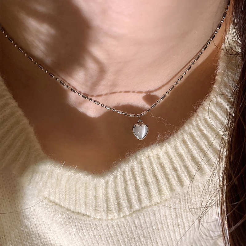 Aksesoris Perhiasan Pesta Populer Pesona Fashion Klavikula Rantai Kalung Liontin Kalung Berbentuk Hati Elegan Choker Necklace Love Opal Necklace Korea Simple Untuk Wanita Perempuan