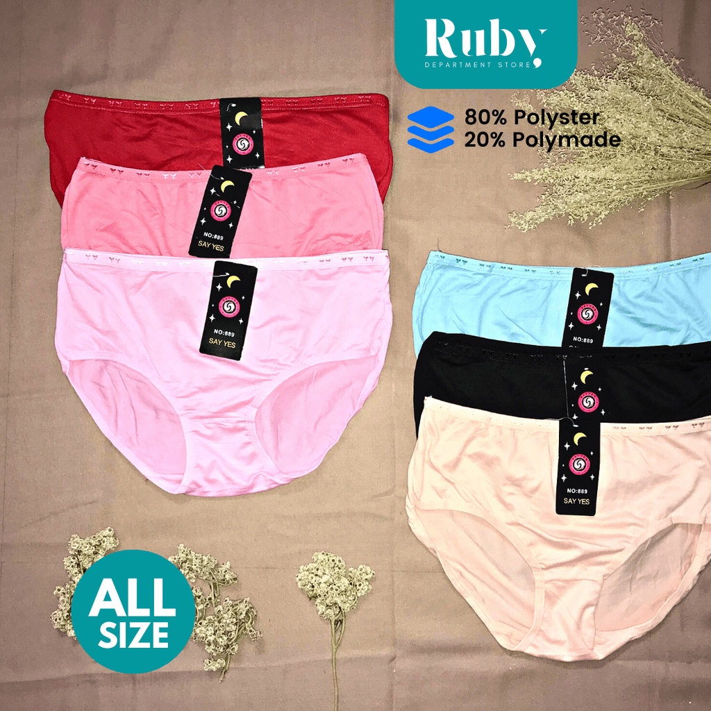 Celana Dalam Wanita Polos Elastis Mid Waist Bahan Katun