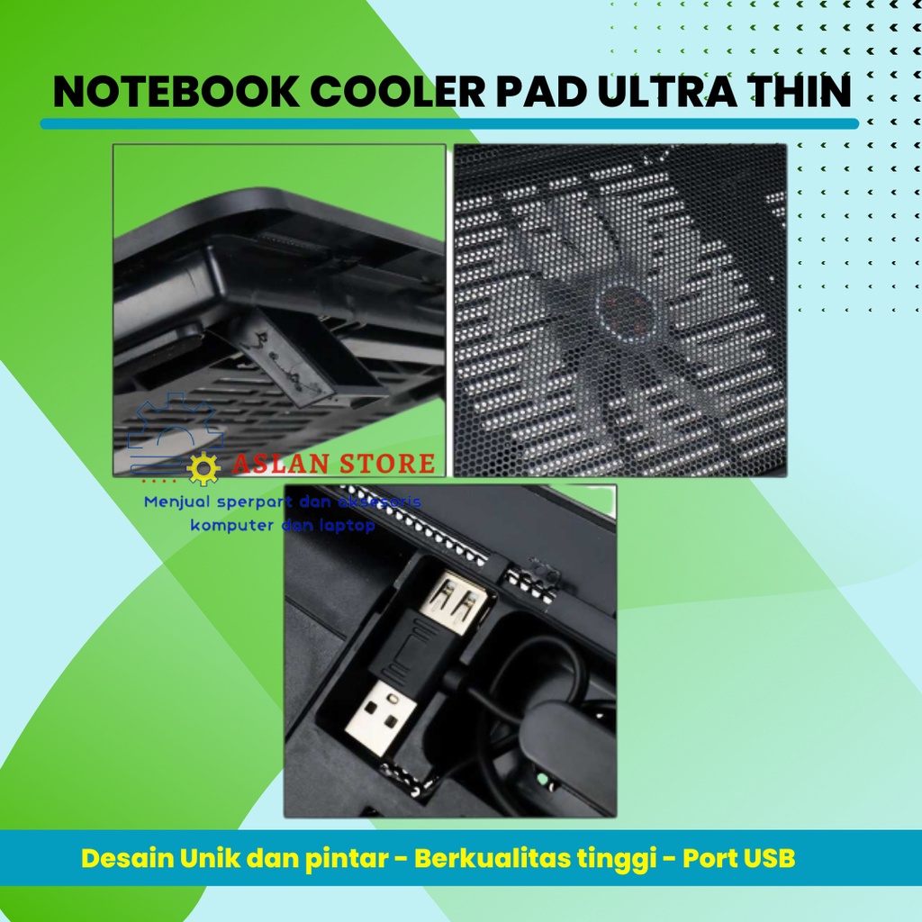 Alas Pendingin laptop / Alas Pendingin laptop Notebook / Kipas Pendingin Laptop / Notebook Cooler Pad Laptop Ultra Thin Radiator Cooling Base / Kipas Pendingin Laptop / Kipas Laptop / Alas Pendingin - Coolingpad coolingfun