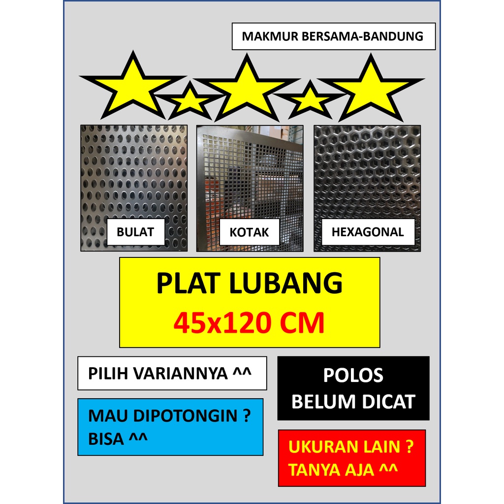 Plat 45x120 - Hexagonal Lubang 6 mm - Plat Besi Ram Speaker - Tebal 0.8 mm - Ram Grill Plat Lubang