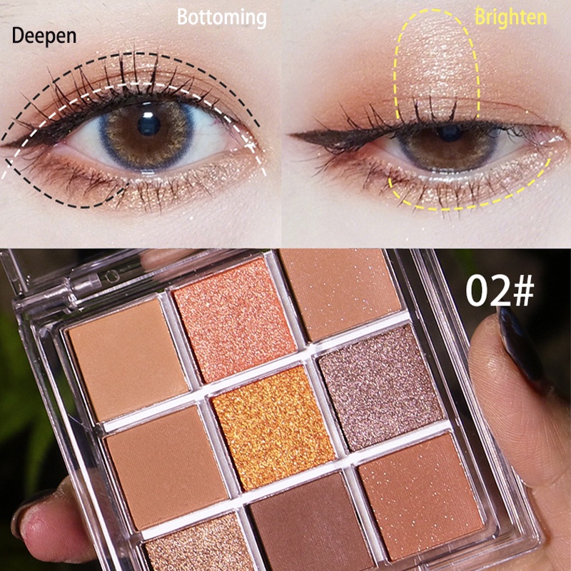 【COD】Eyeshadow Palette 9 Warna Pigmented Glitter Matte Original Korean Eyeshadow Smokey Eyeshadow Pigmented Termurah Import-CH