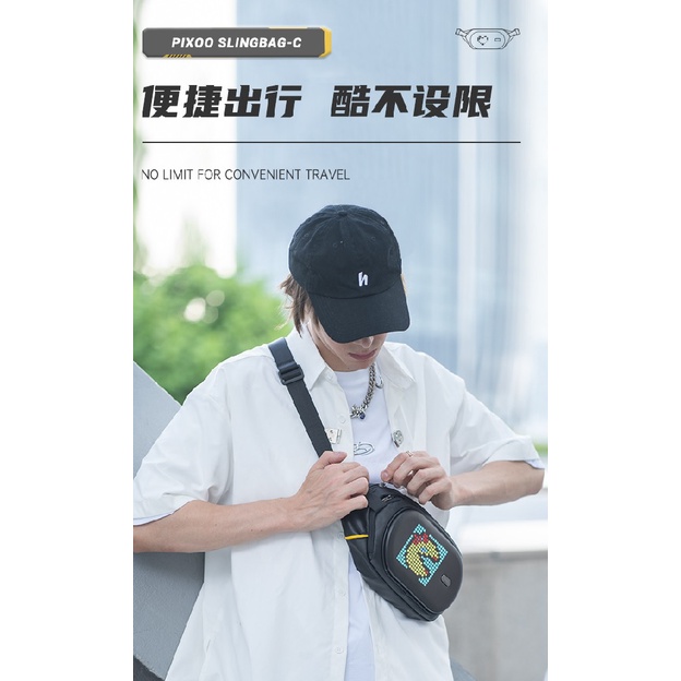 DIVOOM PIXOO SLINGBAG-C - Customizable Pixel Art LED Display Sling Bag - Tas Selempang dengan Layar LED Pixel dari DIVOOM