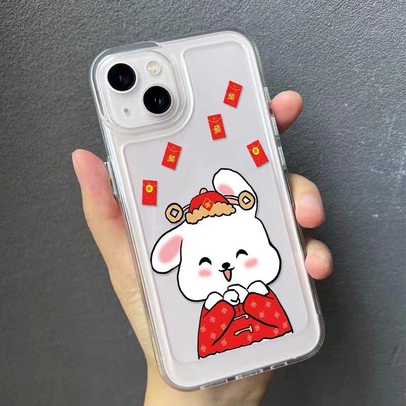 IPHONE Kelinci Lucu Soft Phone Case Kompatibel Untuk Iphone14 13 12 11 Pro XS Max X XR 78 6 6S Plus Casing Transparan Shockproof Silcone TPU Cover