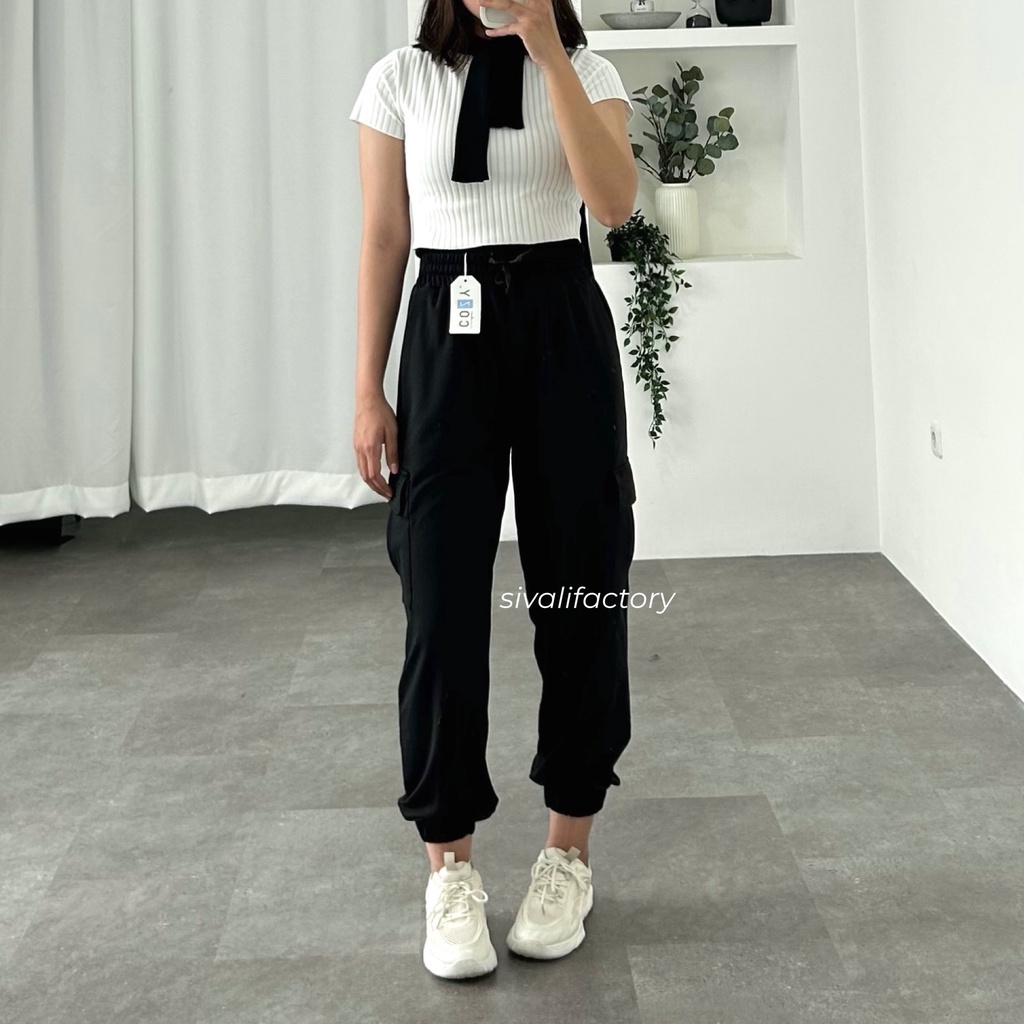 SIVALI Benji Jogger Cargo Pants || Celana Jogger Sweatpants Baggy Wanita Street Style