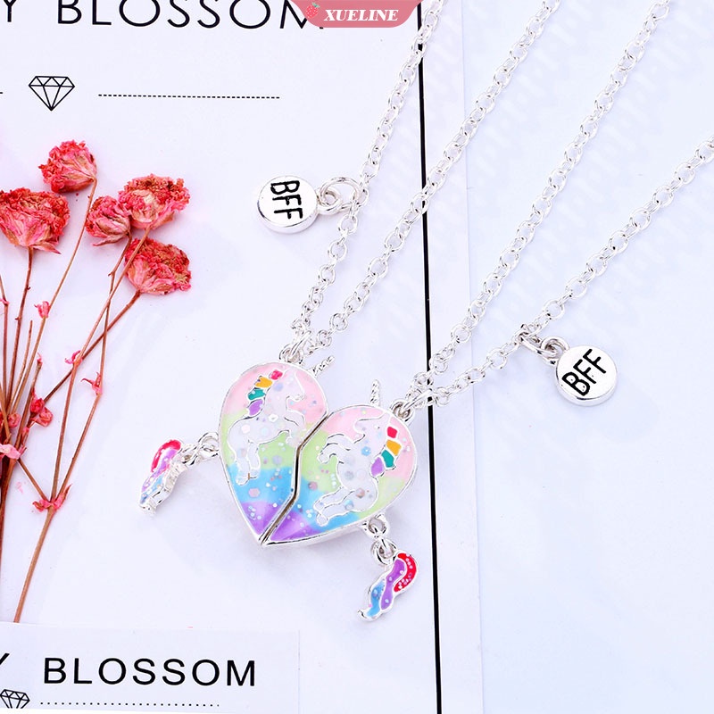 Kalung Unicorn Kartun Anak BFF Teman Baik Liontin Alloy Tetes Minyak Set Sepasang Grosir [ZXL]