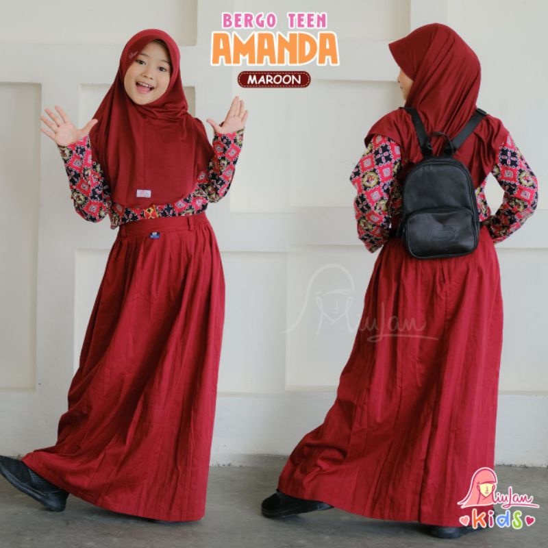 Bergo Teen Amanda/Hijab Remaja/Hijab Anak/Hijab Sekolah/Miulankids