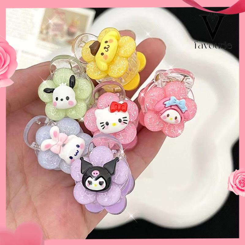 CODJepit Rambut Bunga Transparan Cinnamoroll Kuromi Teenage Student Cartoon Sweet Hair Clip-FA