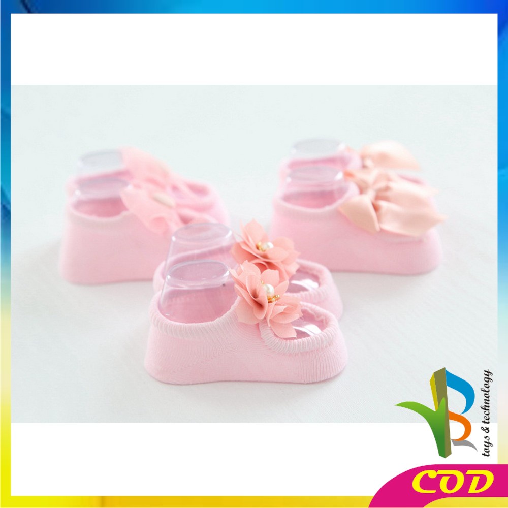 RB-P212 Kaos Kaki Pendek Bayi Cewek 3IN1 Motif Renda Bunga Pita Korean Style / Baby Sock Anak Perempuan Lucu Dapat 3 Pasang / Kaus Kaki Bahan Katun