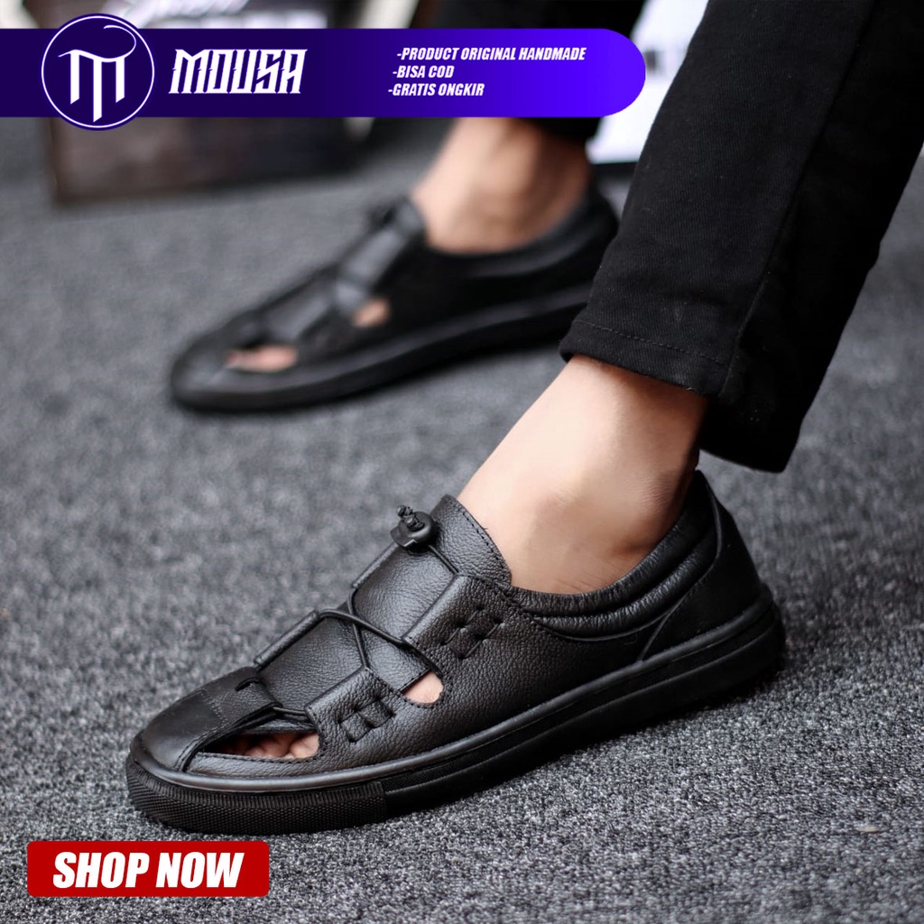 Sepatu Slip On Casual Pria Kulit Asli Mousa Lanax