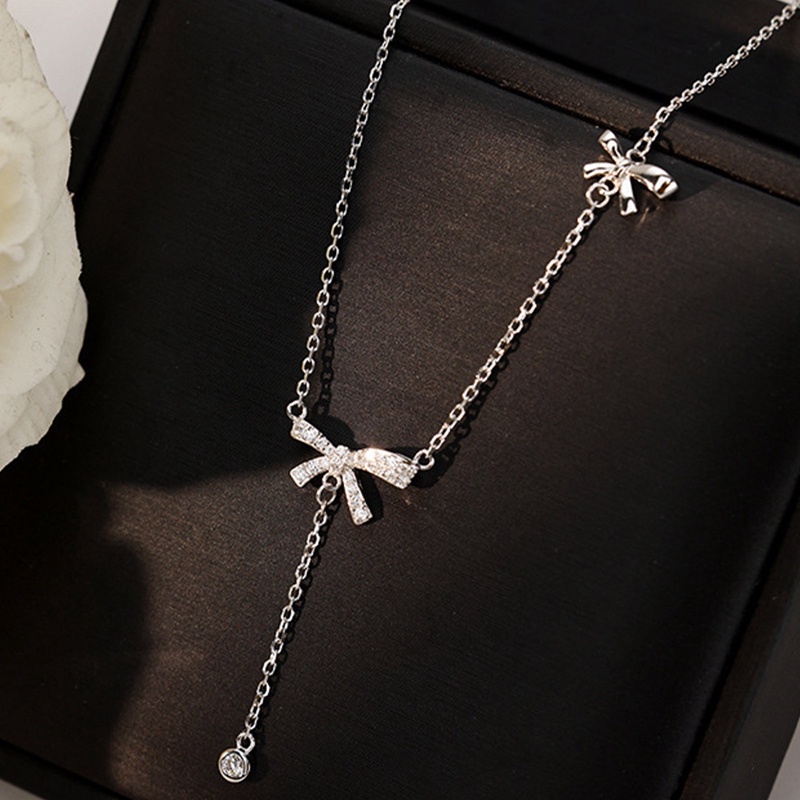 Bertatahkan Zirkon Shiny Butterfly Pearl Pendant Kalung Wanita Kepribadian Modis Rantai Klavikula Perhiasan Pernikahan Hadiah Ulang Tahun