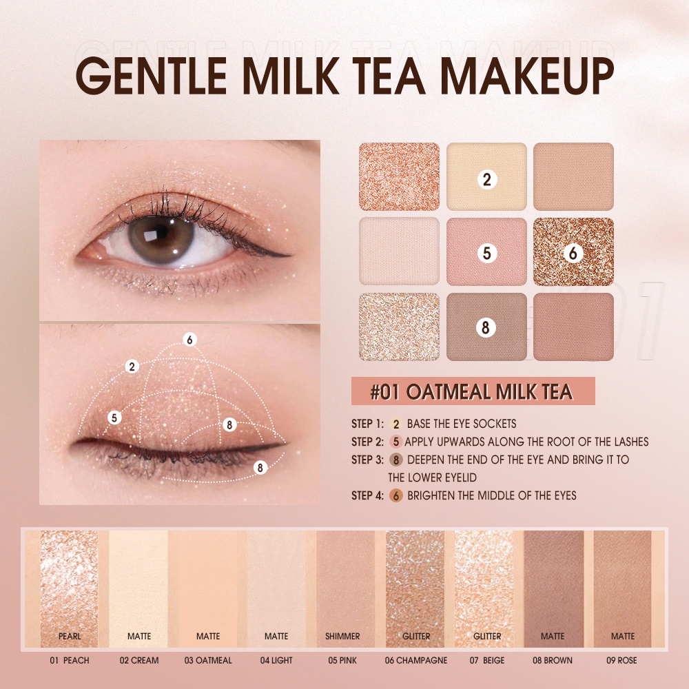 O.TWO.O 9 Colors Eyeshadow Palette High Pigment Shine Matte Long Lasting Waterproof Eye Makeup