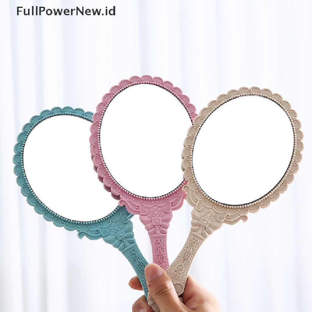 Power Cermin Rias Genggam Ukir Vintage Hand Mirror Handle Cermin Rias Salon SPA ID