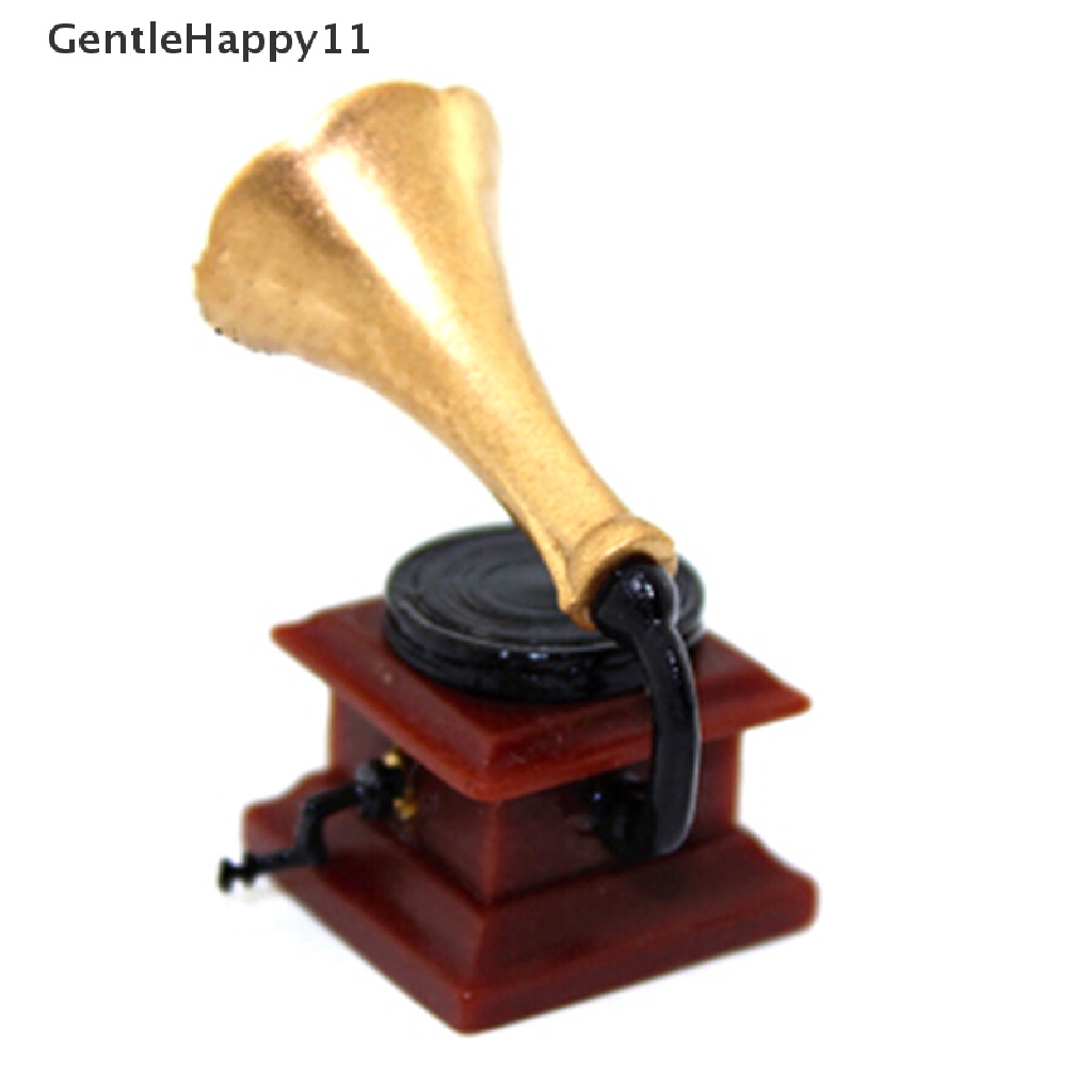 Gentlehappy1:12 Miniatur retro phonograph Rumah Boneka diy Aksesoris Dekorasi Rumah Boneka  Id