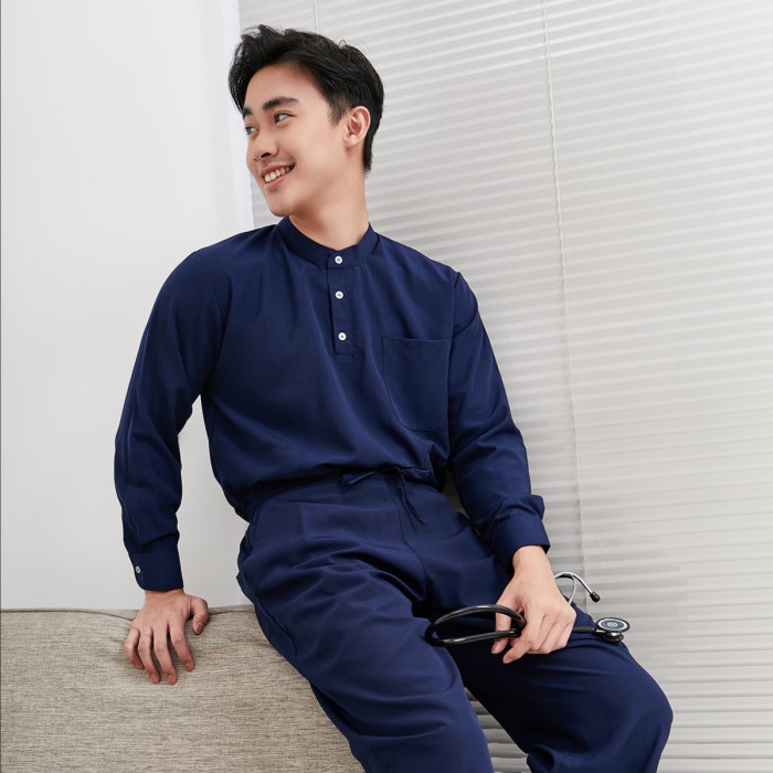 Baju Jaga MLS - NAVY Scrubs on Call Flowy Lengan Panjang