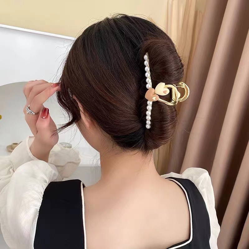 Bunga Mutiara Klip Rambut Wanita Vintage Gadis Besar Aksesoris Rambut Hair Pin Hair Claw Wanita Hiasan Kepala Jepit Rambut Elegan Korea INS Style