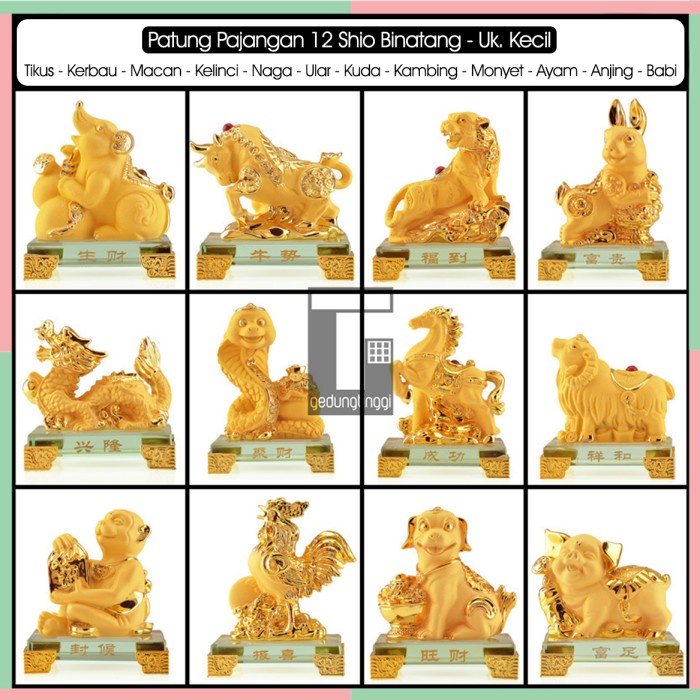 PAJANGAN PATUNG HIASAN IMLEK REJEKI HOKI 12 SHIO KELINCI RESIN KECIL