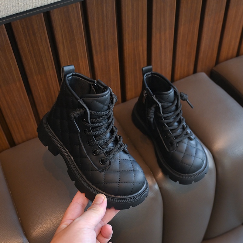 6929 NEW Sepatu boot anak motif kotak-kotak 3d kualitas premium