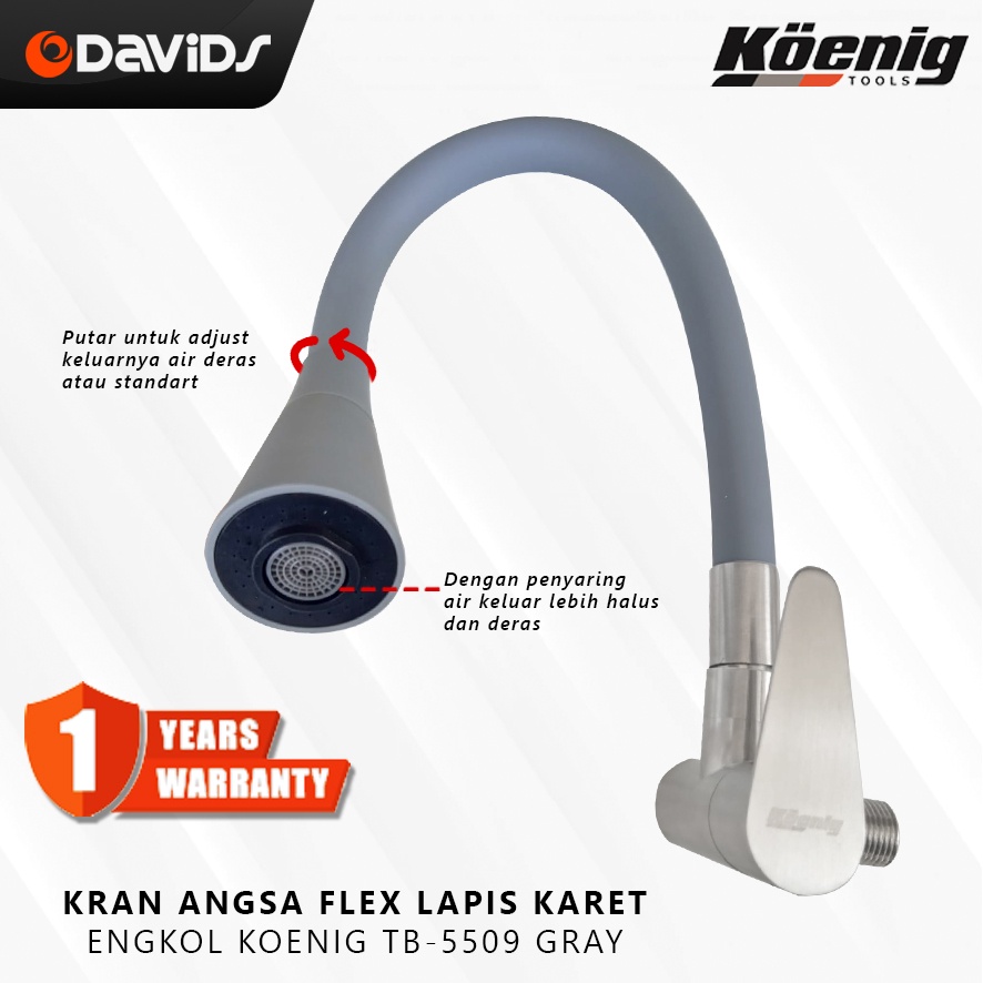 Kran Angsa Fleksibel Keran Wastafel Cuci Piring Stainless Dapur Sink Koenig 5509