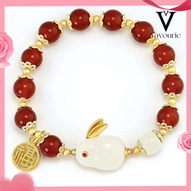 CODCODManik-manik merah gelang kelinci giok fashion wanita kelas atas hadiah Hari Valentine-FA-FA