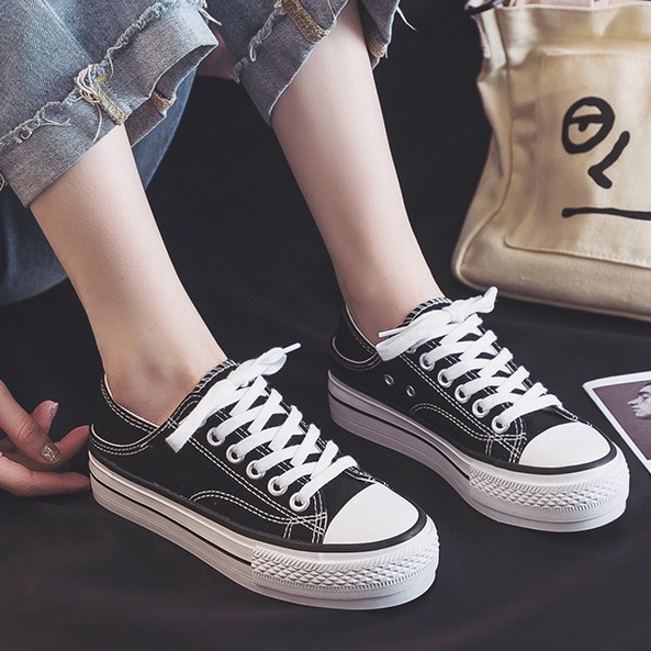 AND / COD / Sepatu Sneakers Wanita Import Sepatu Casual Perempuan Sneakers Kanvas Wanita Tali Sepatu Jalan Cewek Slip On SPT-45