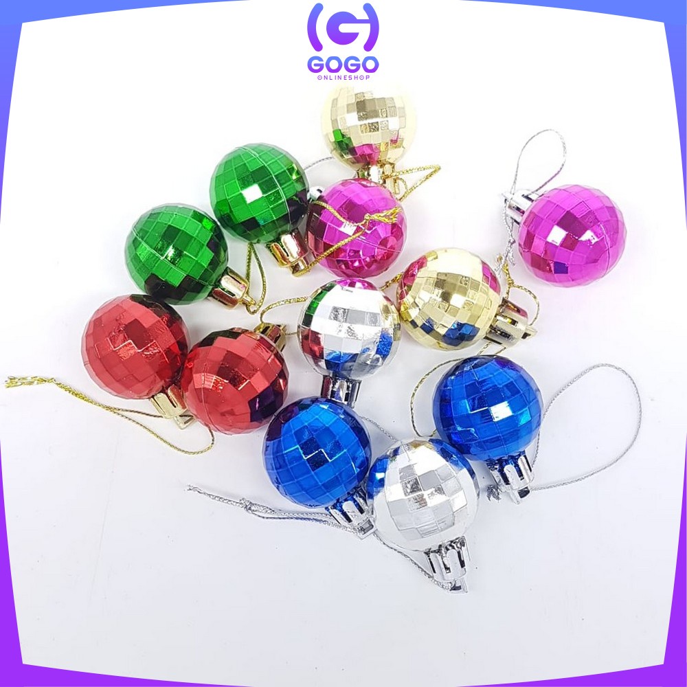 GOGO-C38 Gantungan Bola Kilap 6PCS / 12PCS Aksesoris Hiasan Pohon Natal Ornamen Dekorasi Rumah MURAH