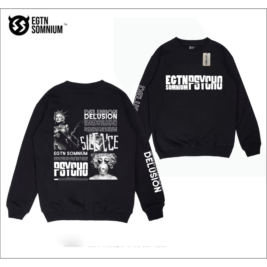 Sweater Crewneck Pria Motif Metal The Skull Hitam Premium Distro Terbaru