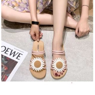 ( GS ) Sandal Flat Tali Jelly Bunga Daisy