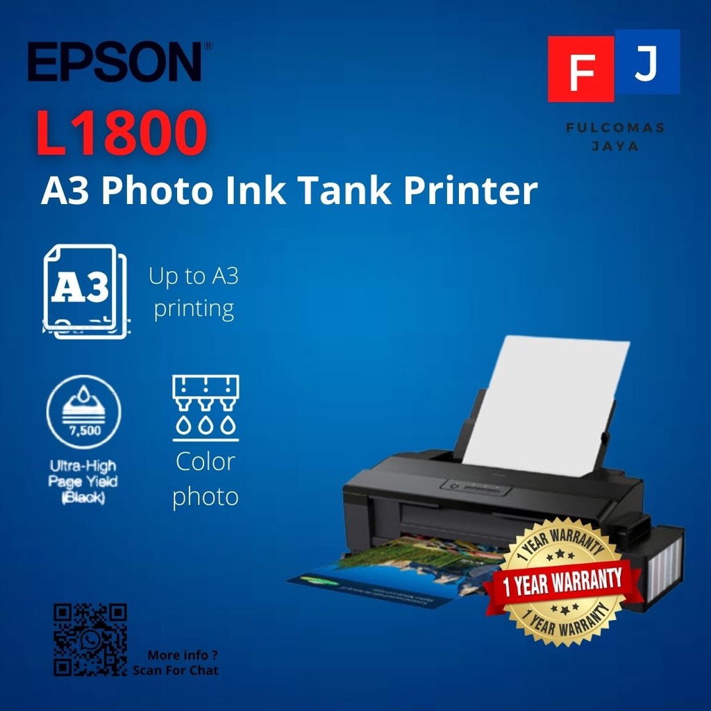 PRINTER EPSON L1800 L 1800 INK TANK INFUS (PRINT) A3 A3+ GARANSI RESMI