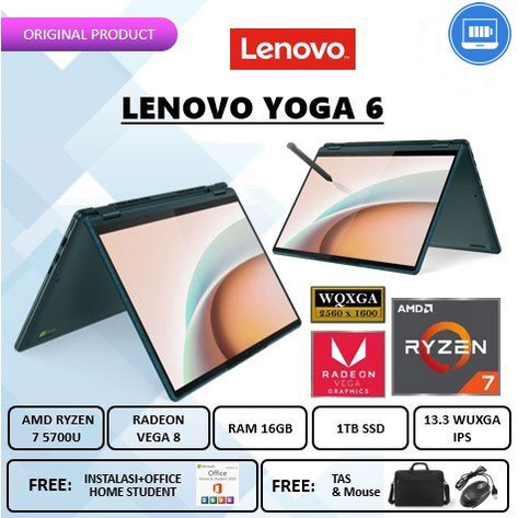 LAPTOP LE YOGA 6 13 TOUCH RYZEN 7 5700U 16GB 1TBSSD VEGA8 W11+OHS