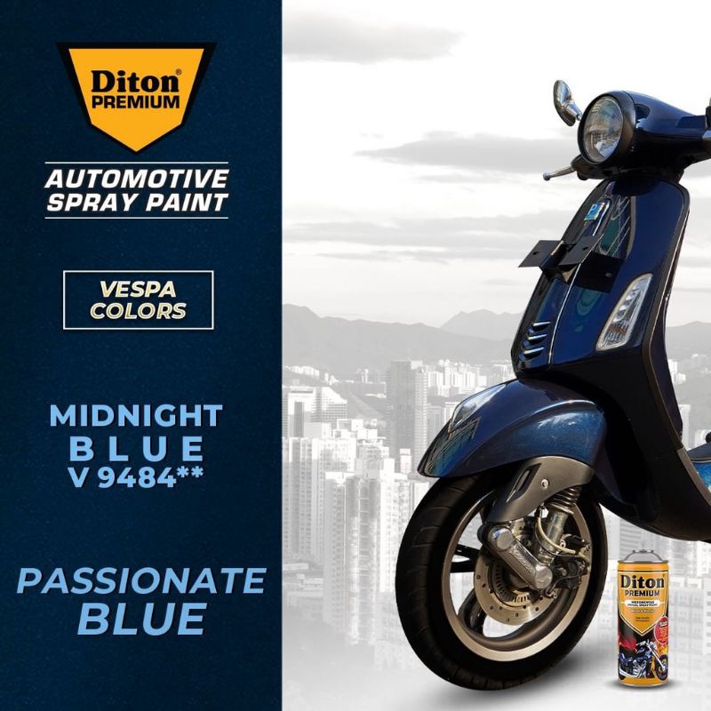DITON PREMIUM V 9484 MIDNIGHT BLUE CAT SEMPROT SPRAY PAINT WARNA BIRU MALAM VESPA PIAGGIO tahan bens