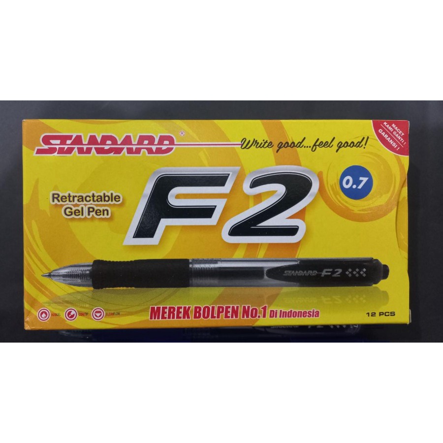 

Ballpoint Standard F2 0.7mm Gel Pen PER 1 LUSIN ISI 12 PCS / Ballpoint Standard F2 Klik