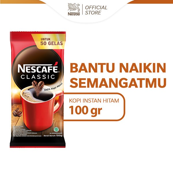 

Kopi-Bubuk- Nescafe Classic Kopi Instan Kopi Hitam Sachet Bag 100G -Bubuk-Kopi