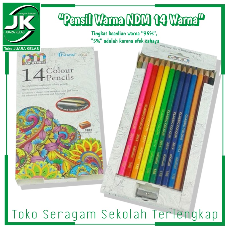 

[JK] NDM Pensil Warna isi 14 include Gold and Silver bonus serutan Long NDM Paintmate