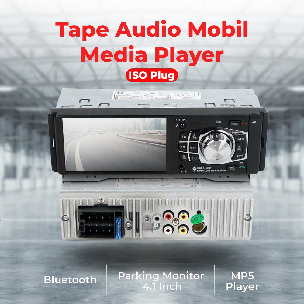 AMPrime Tape Audio Mobil Media Player Monitor LCD 4.1 Inch FM Radio with Rear Camera OMRSK9BK Black