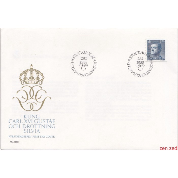 

A450 Prangko Swedia FDC 1988 King Carl XVI Gustaf & Queen Silvia 1 Pcs