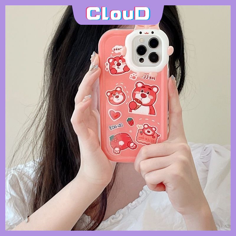 Casing Realme C35 C20A C12 C25 C25s C20 C25Y C3 C30 C17 C11 C21Y C15 C33 C21 C31 C2 8Pro 9i 7 5 8 9 7i 9Pro+5i 6i Cute Manyo 3D Bow Monster Lens Soft Tpu Kartun Beruang Case Tempat Kotak Makan