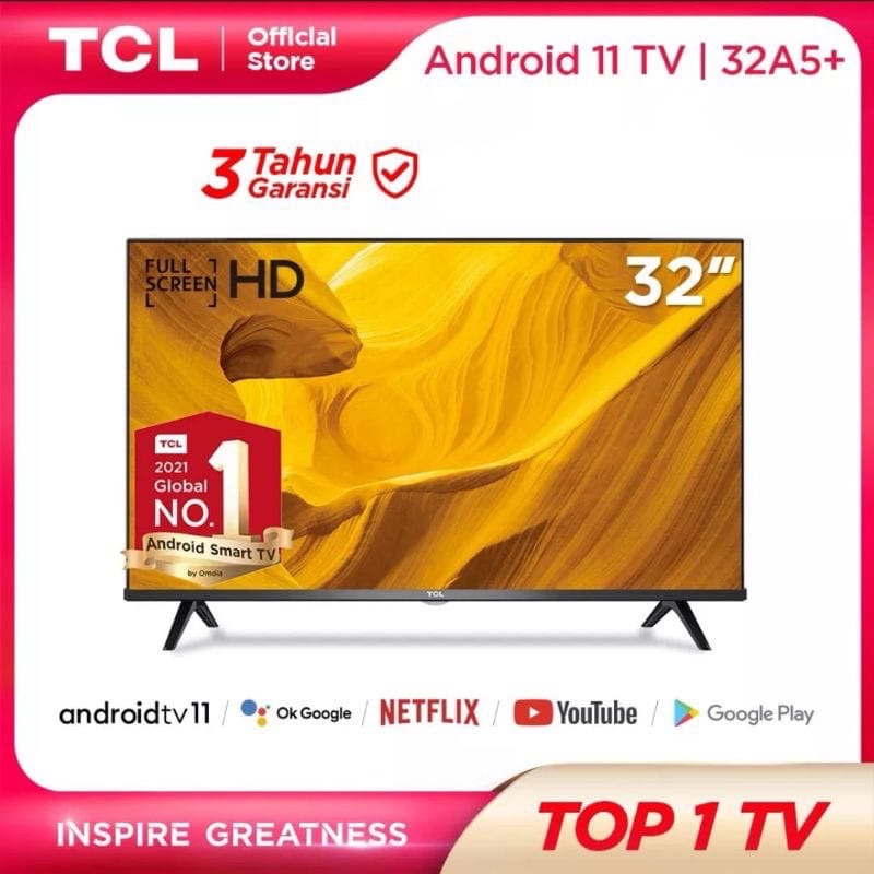LED TCL 32" 32A5+ SMART HD Android 11 promo 32 inch