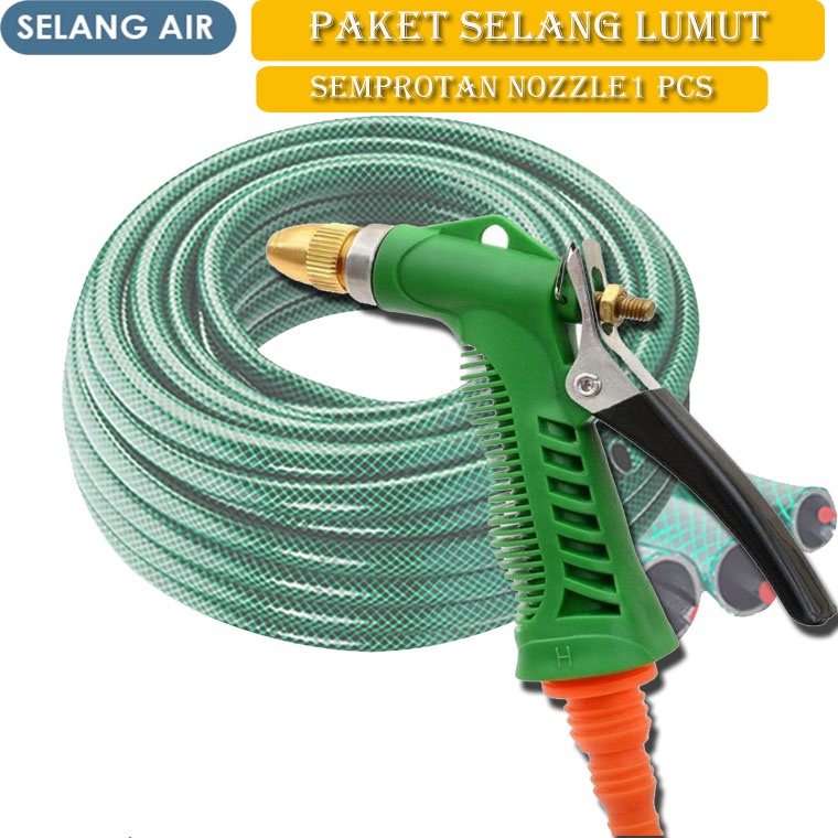 Selang Air 5/8 Paketan / semprotan air penyiram tanaman / Alat Cuci Motor / Paket Selang Air Singgle Layer Hose 3 Sampai 15 Meter