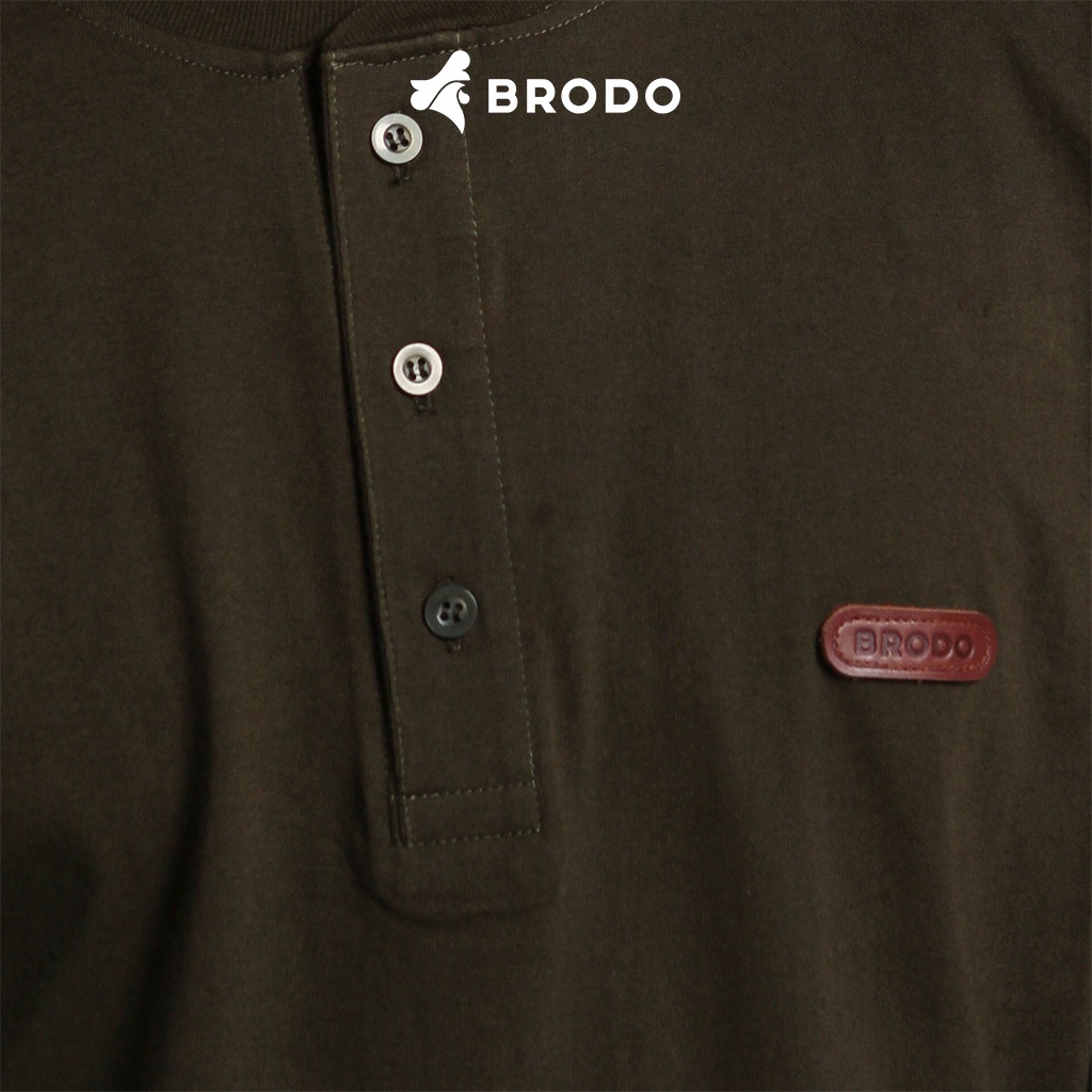 BRODO - Kaos Brodo Henley Long Sleeve Olive Size M