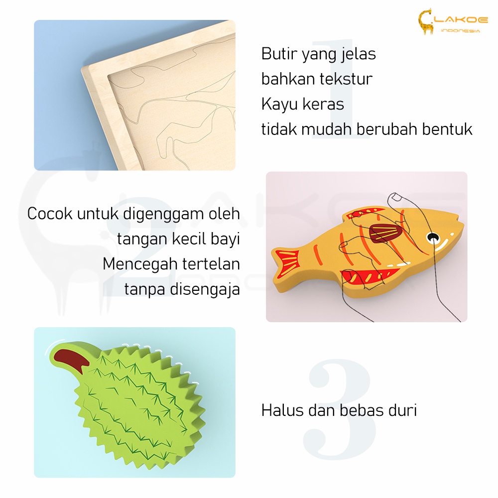 Mainan Puzzle kayu 3D animal angka anak wooden toys