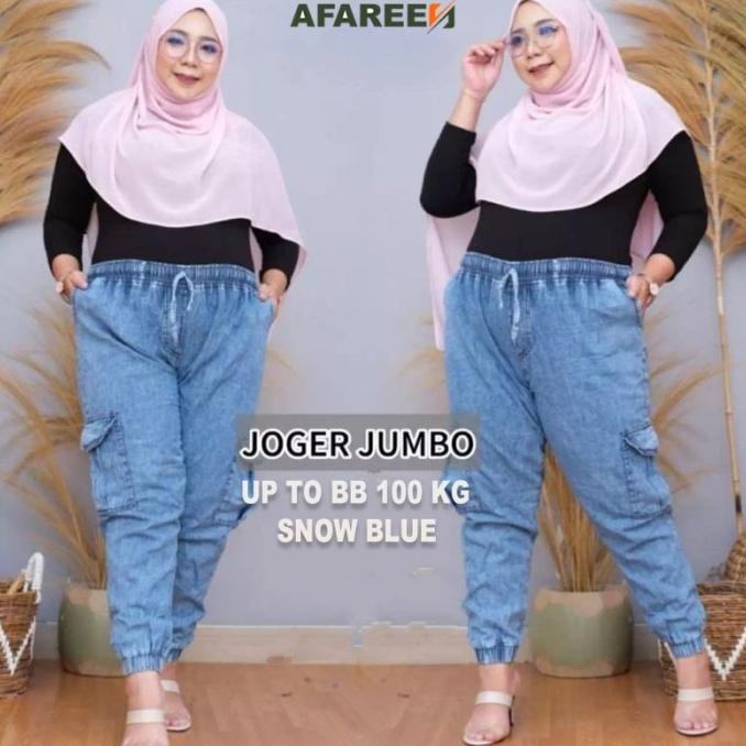 Cargo Jeans Wanita Jumbo Celana Kulot Jogger Cargo