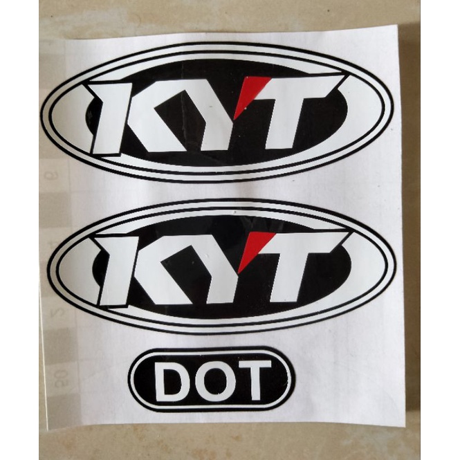 Jual stiker logo helm KYT putih 1set + dot Shopee Indonesia