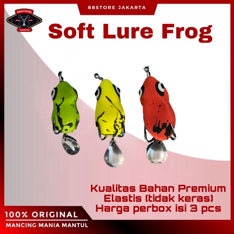 88storejakarta soft lure kodok/frog umpan pancing casting isi 3pcs