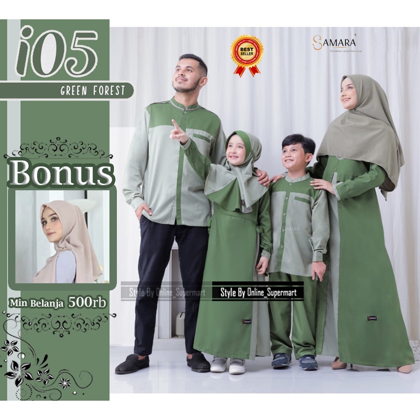 Gamis Couple Keluarga Sarimbit Terbaru Lengan Panjang i05 Green Forest By SAMARA