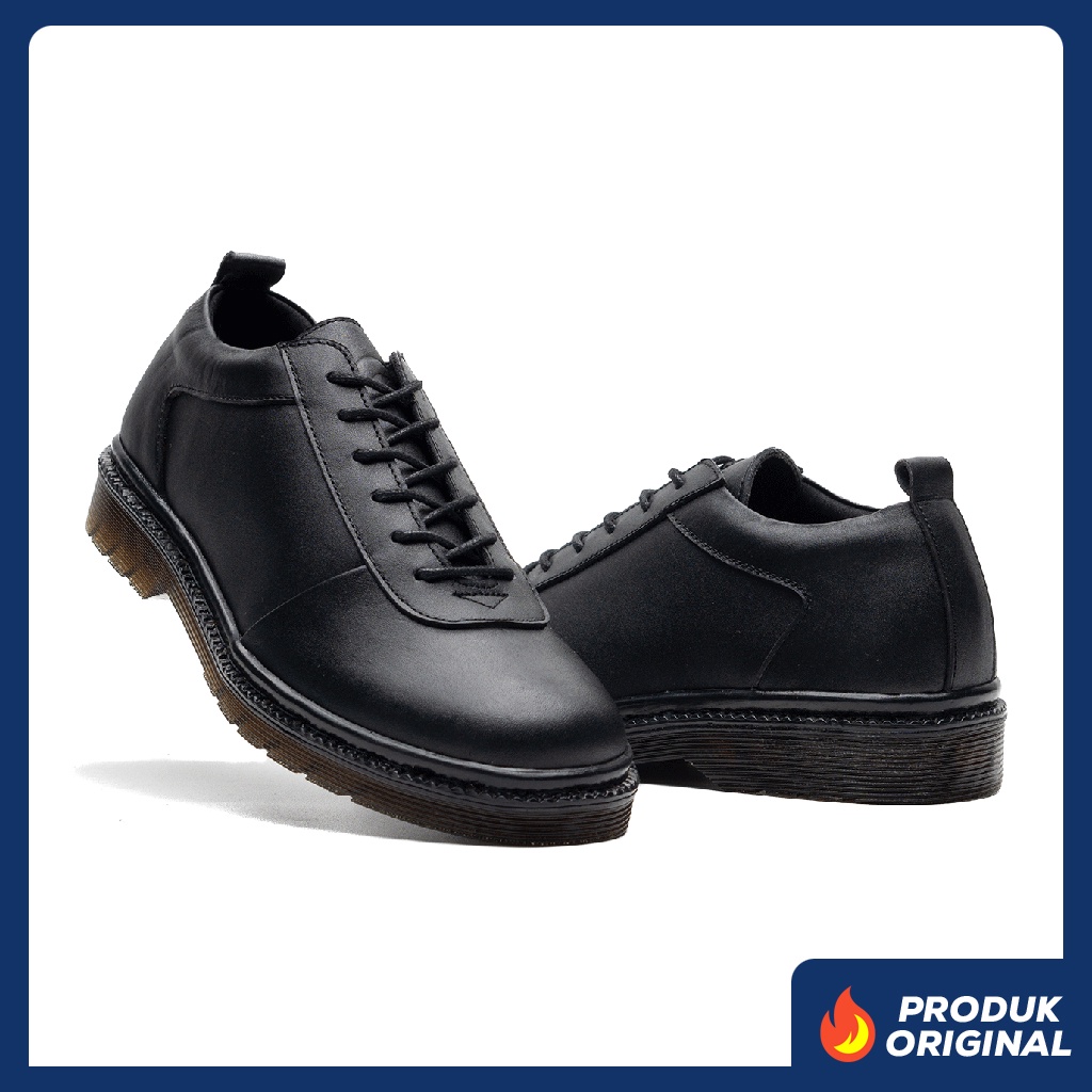 LOW SVEND BLACK ORIGINAL x GREATA Sepatu Kulit Sapi Asli Hitam Pria Formal Casual Pantofel Tali Kerja Kantor Dinas Resmi Guru Kantoran Pesta Undangan Wedding Kondangan Nikah Wisuda Kuliah Modern Derby Oxford Genuine Leather Footwear Keren Terbaru Kekinian