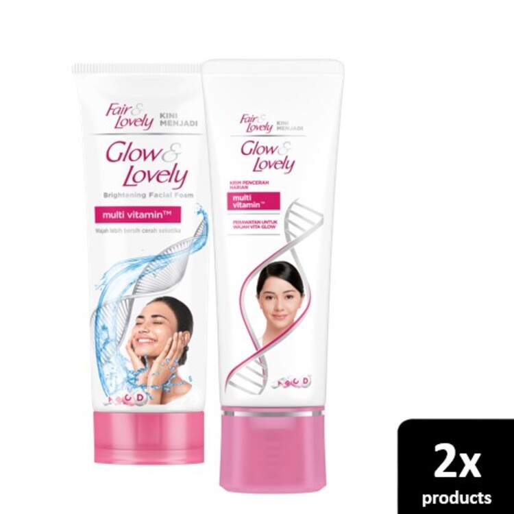 Jual Glow & Lovely Multivitamin Cream 46gr & Multivitamin Facial Foam