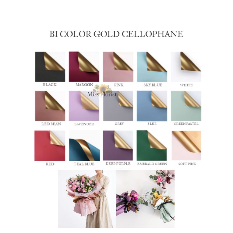 

[5 PCS] 001.FLOWER WRAPPING BI COLOR GOLD CELLOPHANE / KERTAS BUNGA