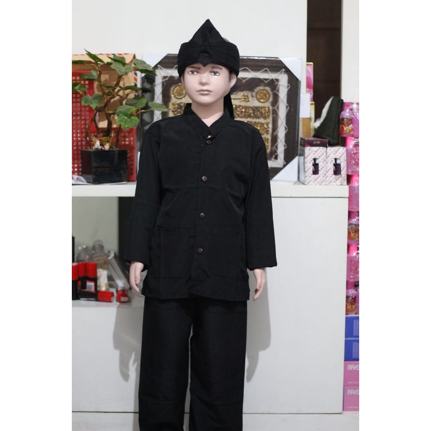 stelan baju celana pangsi silat anak anak batik dan polos tradisional sunda jawa betawi uk 7-10 tahun