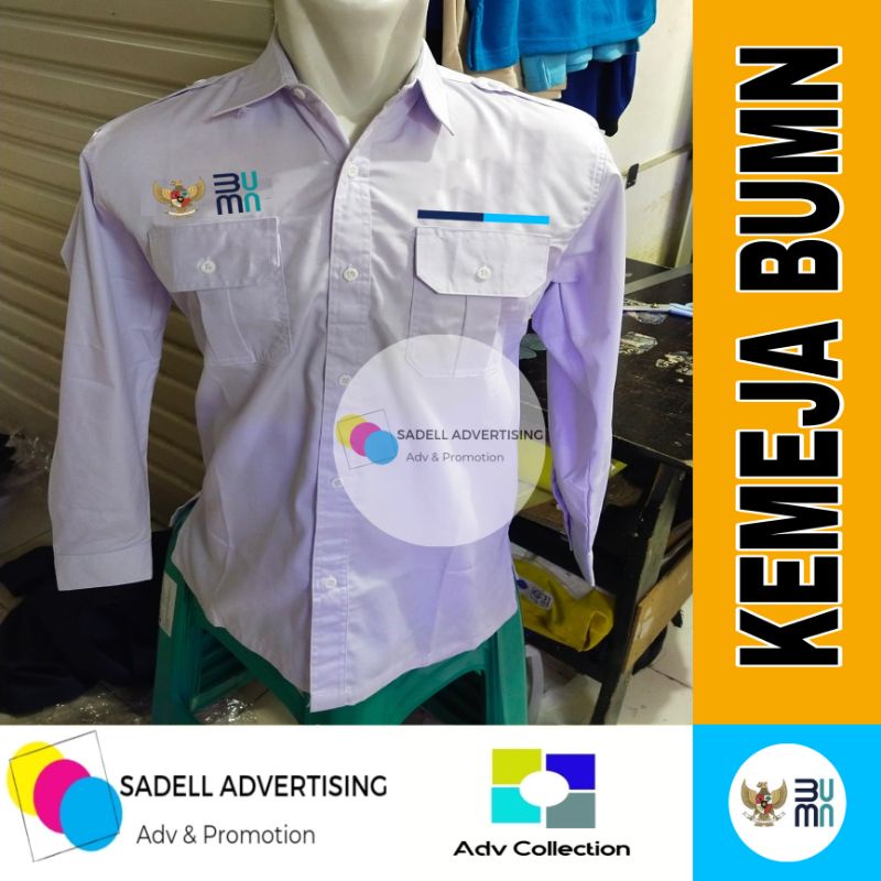 Kemeja BUMN Seragam BUMN Baju BUMN Putih Lengan Panjang Pria 2 Kantung