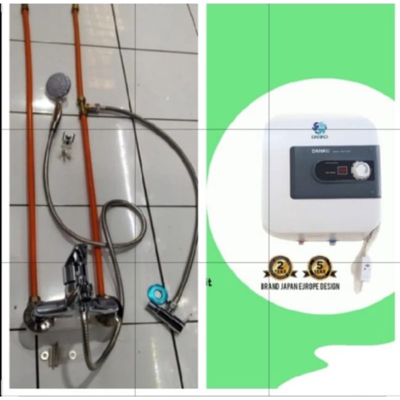 Jual Water Heater Listrik Danko L Paket Accecories Instalasi Luar Komplit Kran Shopee Indonesia